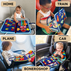 Portable Montessori activity board ideal for car journeys, flights and family visits