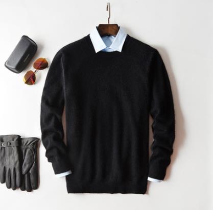 Light blue cashmere jumper for men in crew neck style