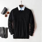 Light blue cashmere jumper for men in crew neck style