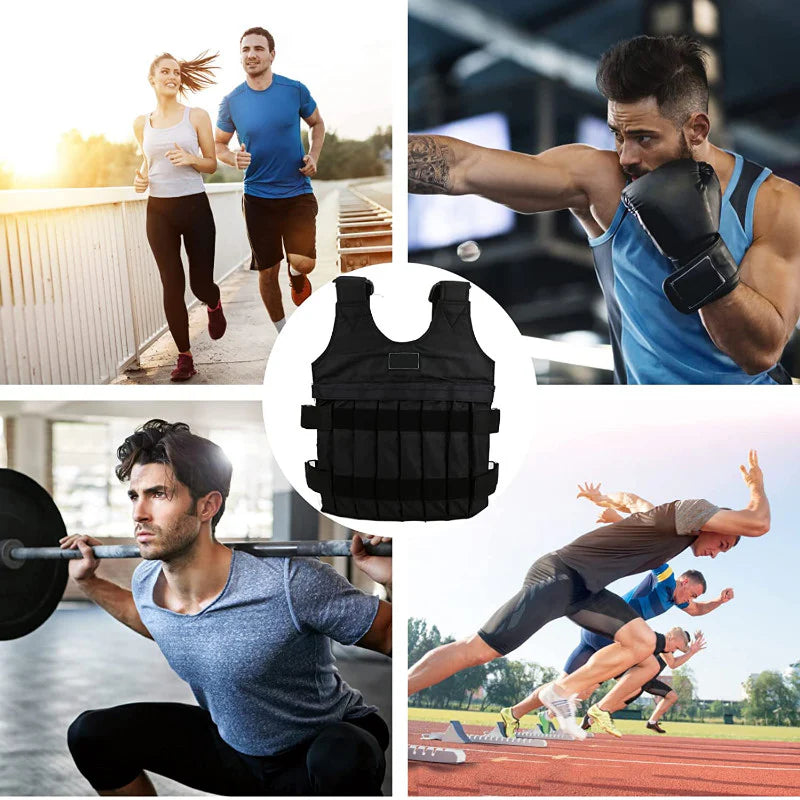 Man wearing 20kg weighted vest during outdoor running training
