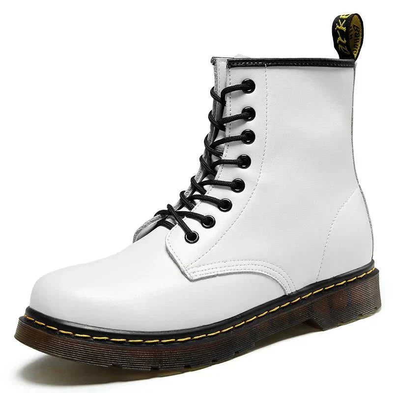 Full collection of British-style Martin boots displaying elegant aesthetic