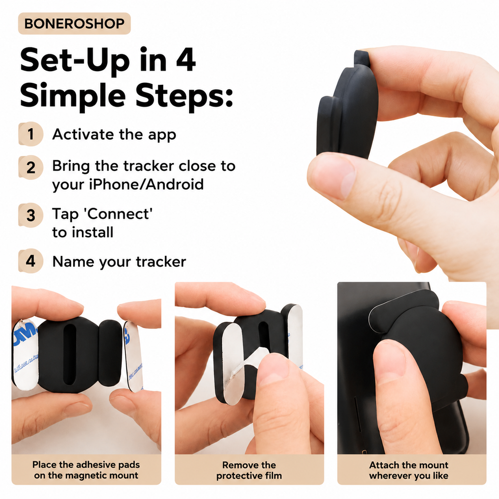 GPS pet tracker with no monthly fees, compatible with Apple Find My and Android Find My Device.