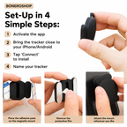 GPS pet tracker with no monthly fees, compatible with Apple Find My and Android Find My Device.