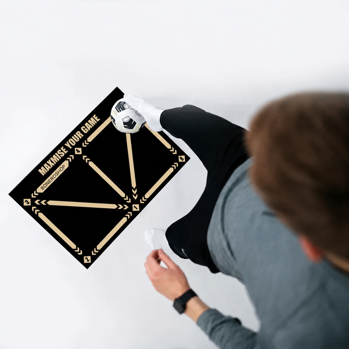 Overhead view of Football Pro Training Mat showing complete training grid layout