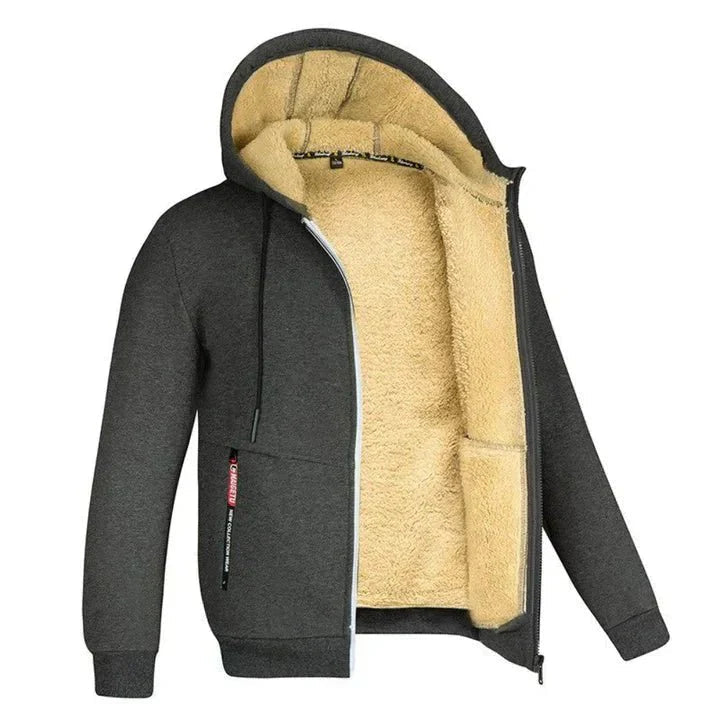 TOMMY fleece zip-up hooded sweatshirt in burgundy, front view.