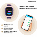 Geofence alert notification on parent's mobile from kids' GPS watch.