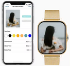 Women's smartwatch complete package including device, charging cable and instruction manual