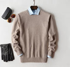 Detail shot of cashmere jumper neckline and shoulder construction