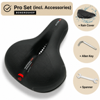 CLOUDCOMFORT PRO bicycle saddle installation view, showing universal mounting compatibility.