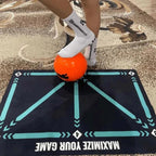 Player developing ball control skills using Football Pro Training Mat