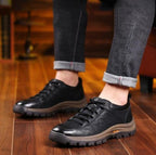 Interior view of men's orthopaedic boots revealing breathable lining and ergonomic insole structure.