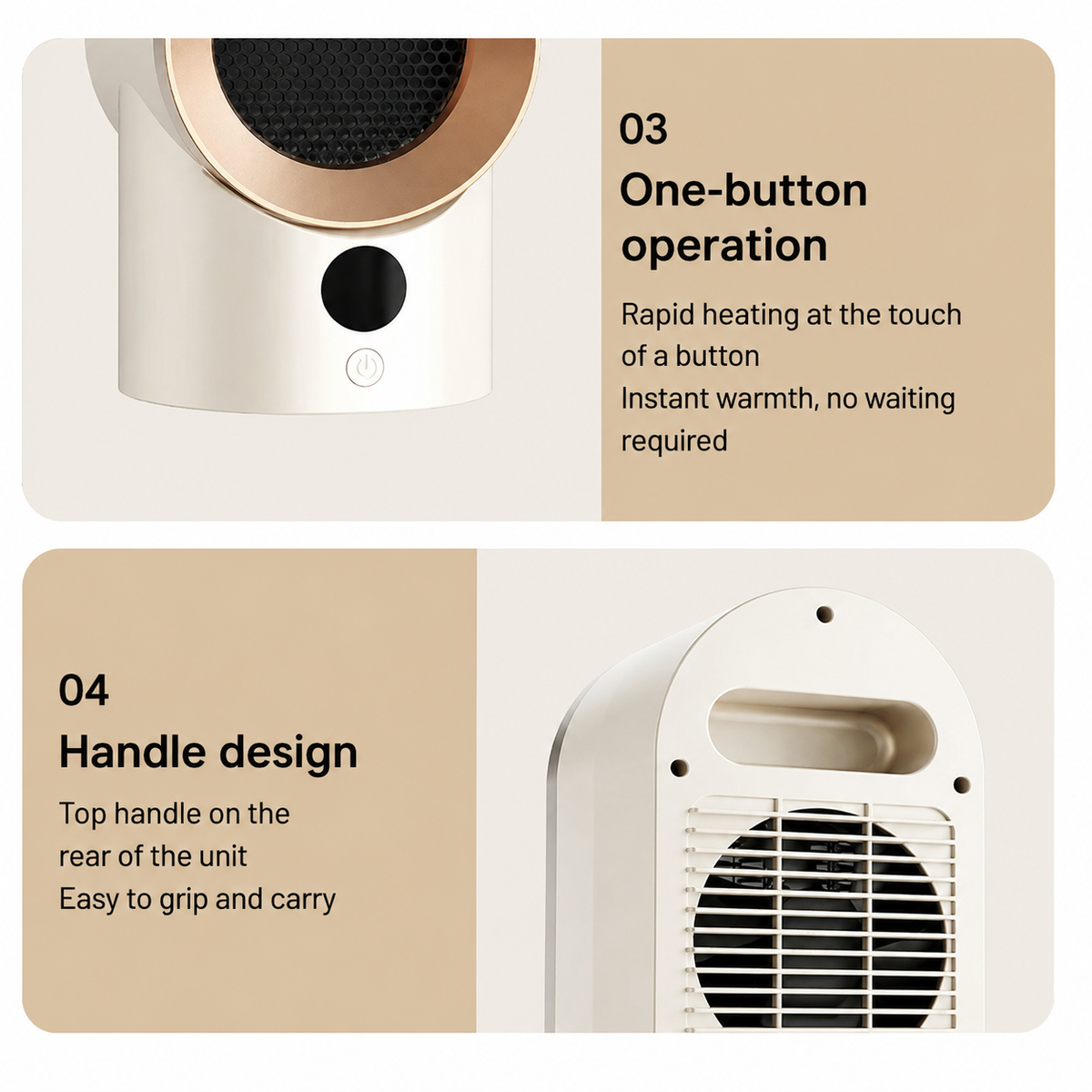 HogarCalido Pro heater with fan showing adjustable settings and programmable timer up to 12 hours
