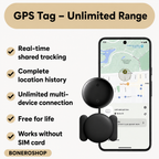 Compact GPS pet tracker offering global tracking without subscription or hidden costs.