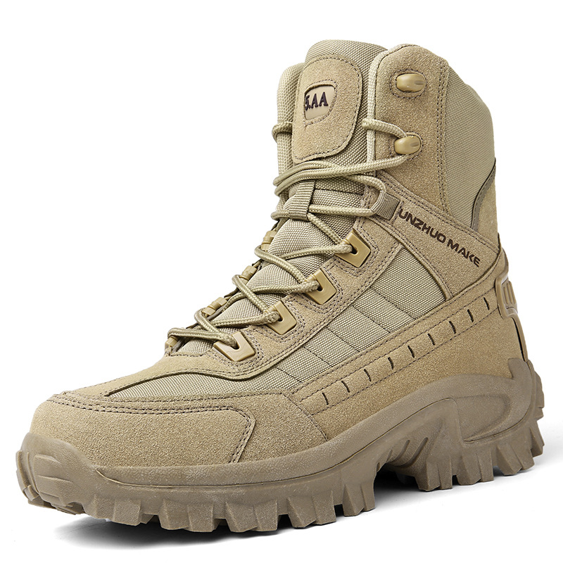 Military combat boots worn during outdoor work and tactical activities