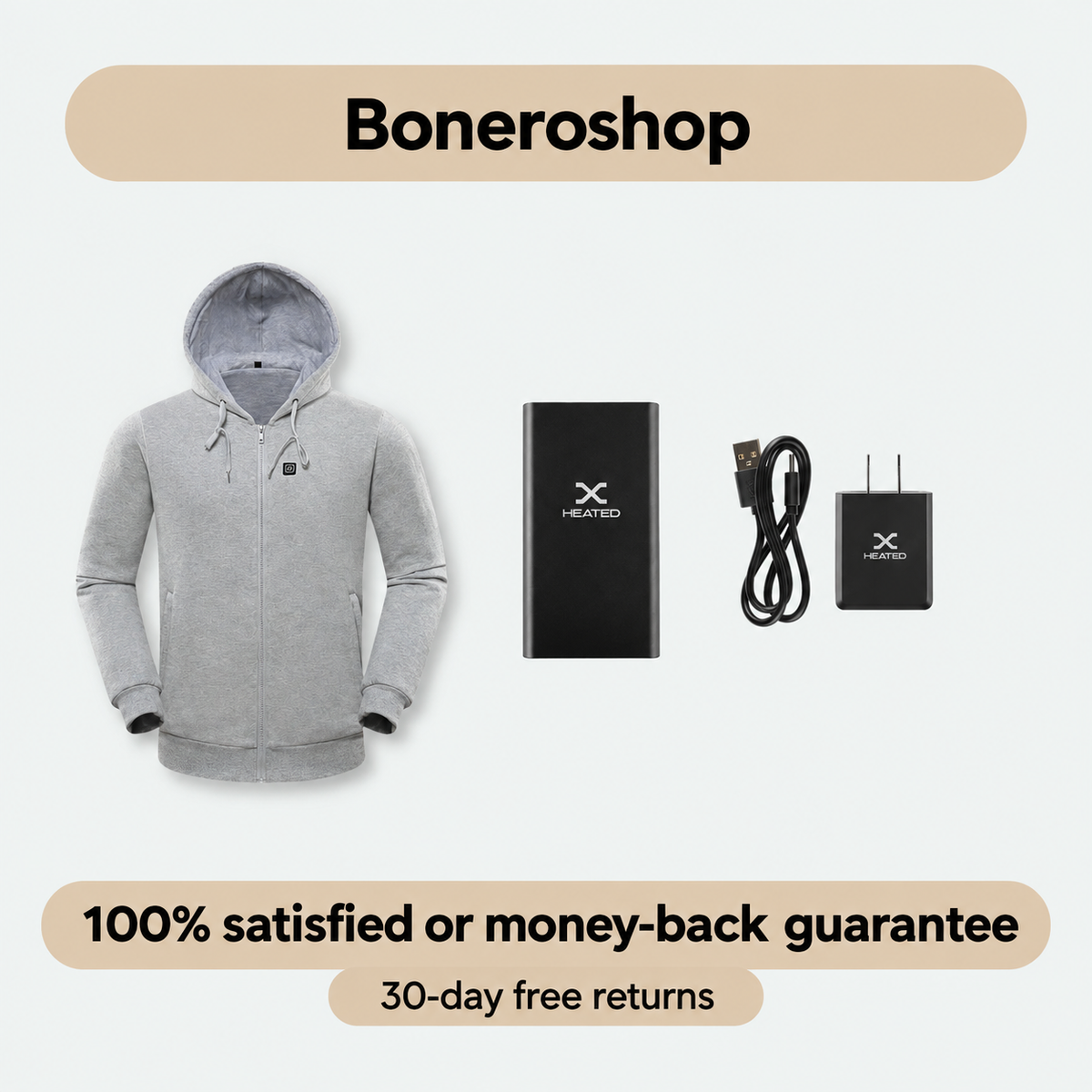 Boneroshop X Heated Hoodie lifestyle image showing versatile use for outdoor activities and everyday wear