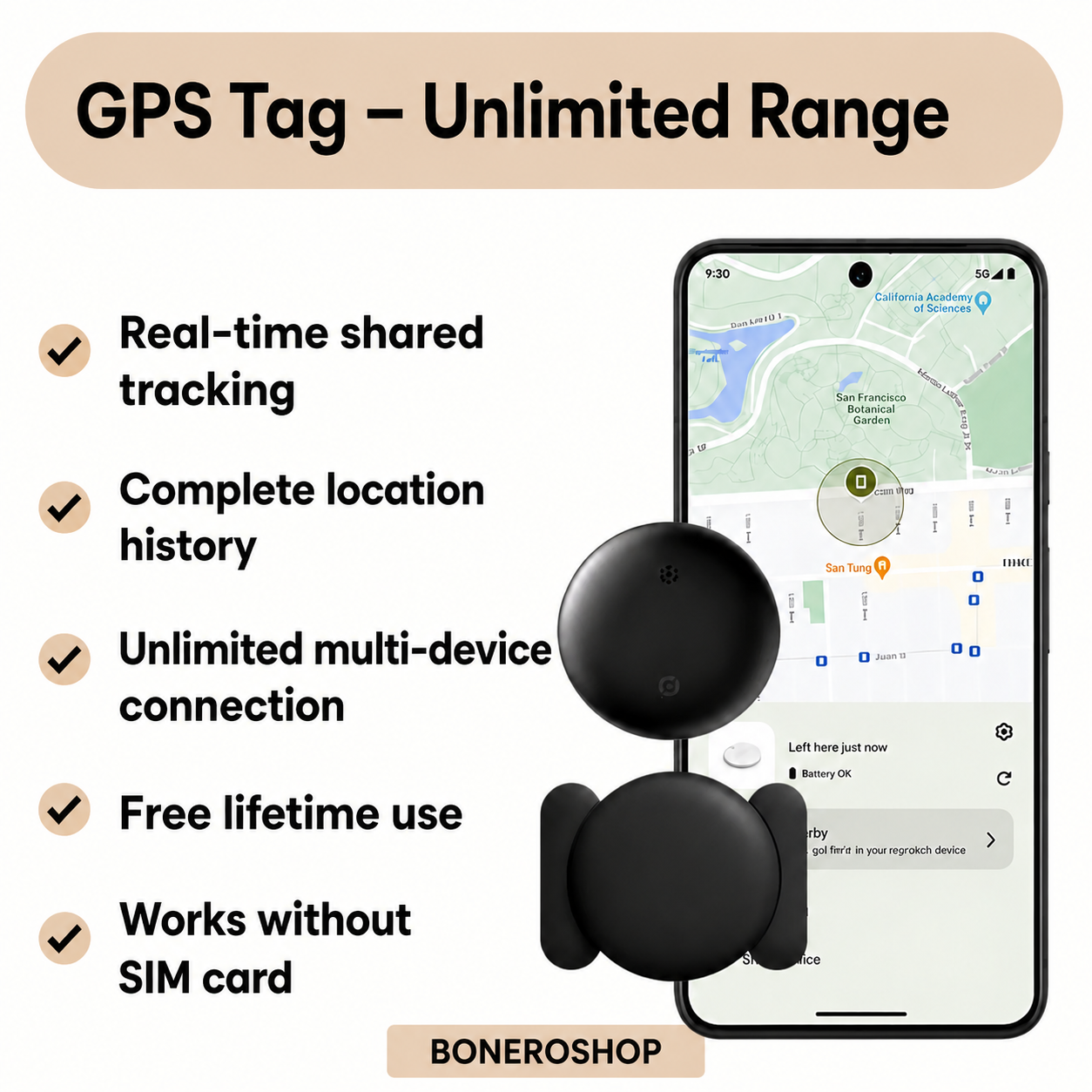 Subscription-free bicycle GPS tracker working with Apple Find My and Google Find My Device for theft protection